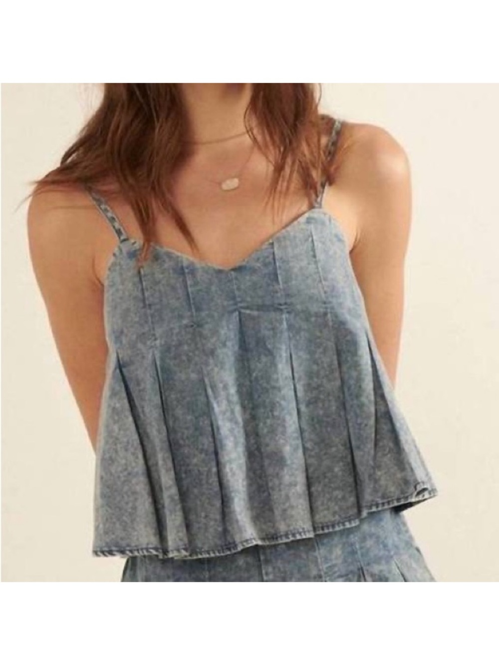 Promesa Butter Linen Blend Pleated Front Crop Top. Size S, M